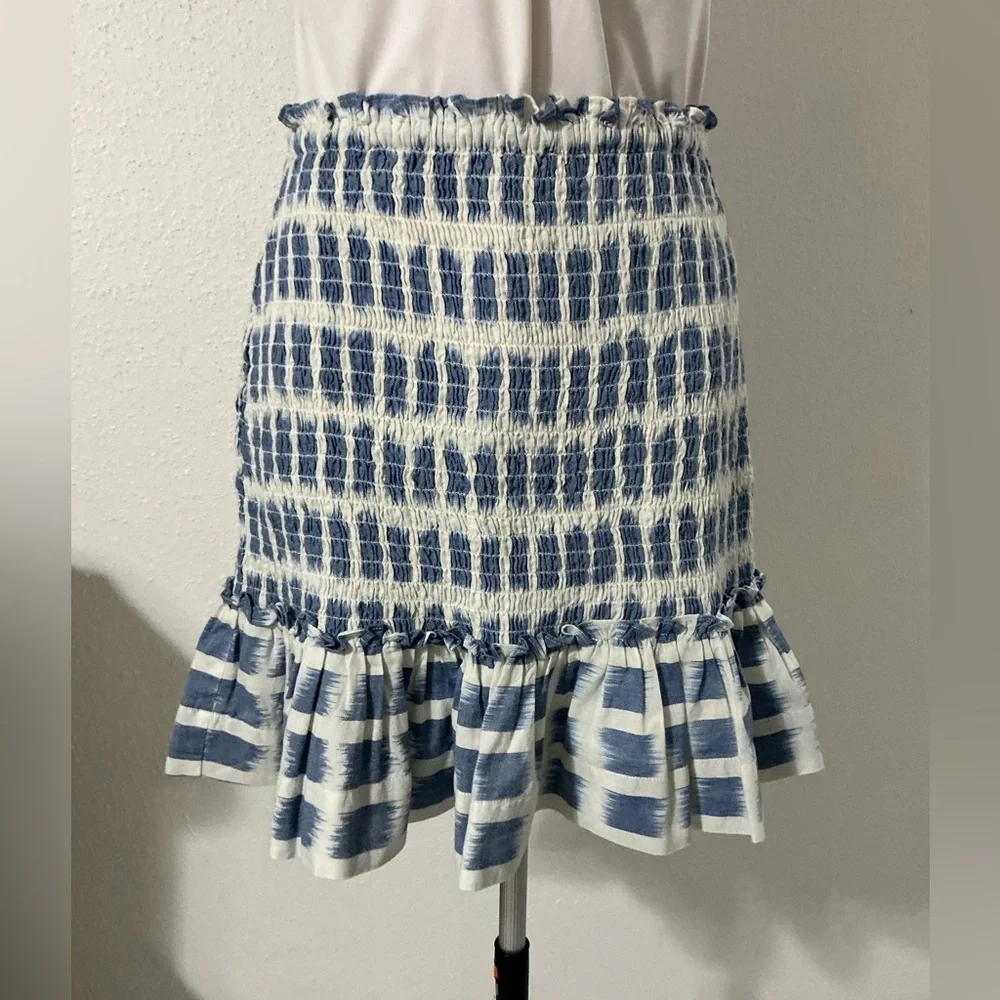 EUC Veronica Beard Aloya Smocked Skirt - Ecru Multi - Size Small